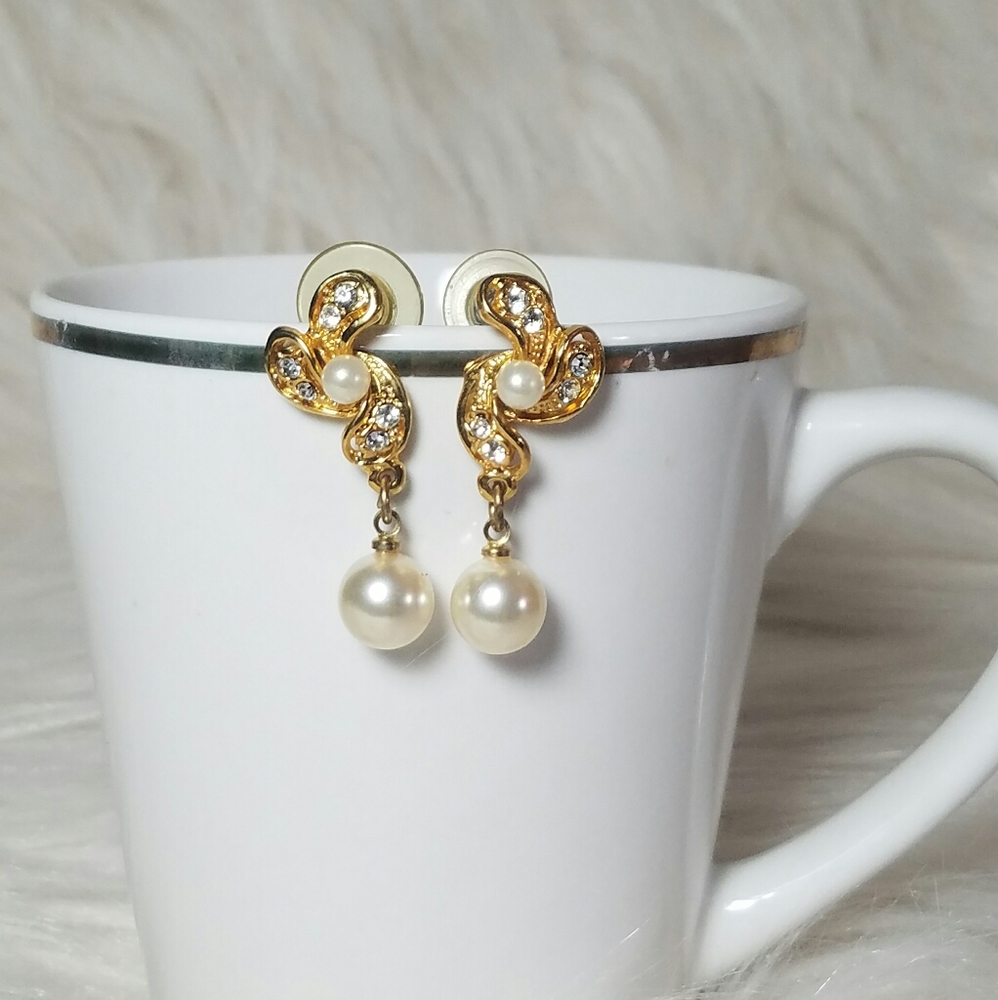 3 for$15 Gold Tone Crystal/ Pearl Drop Earrings